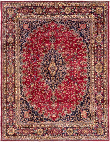 9' 7 x 12' 8 Hand Knotted Mashad Persian Wool Rug