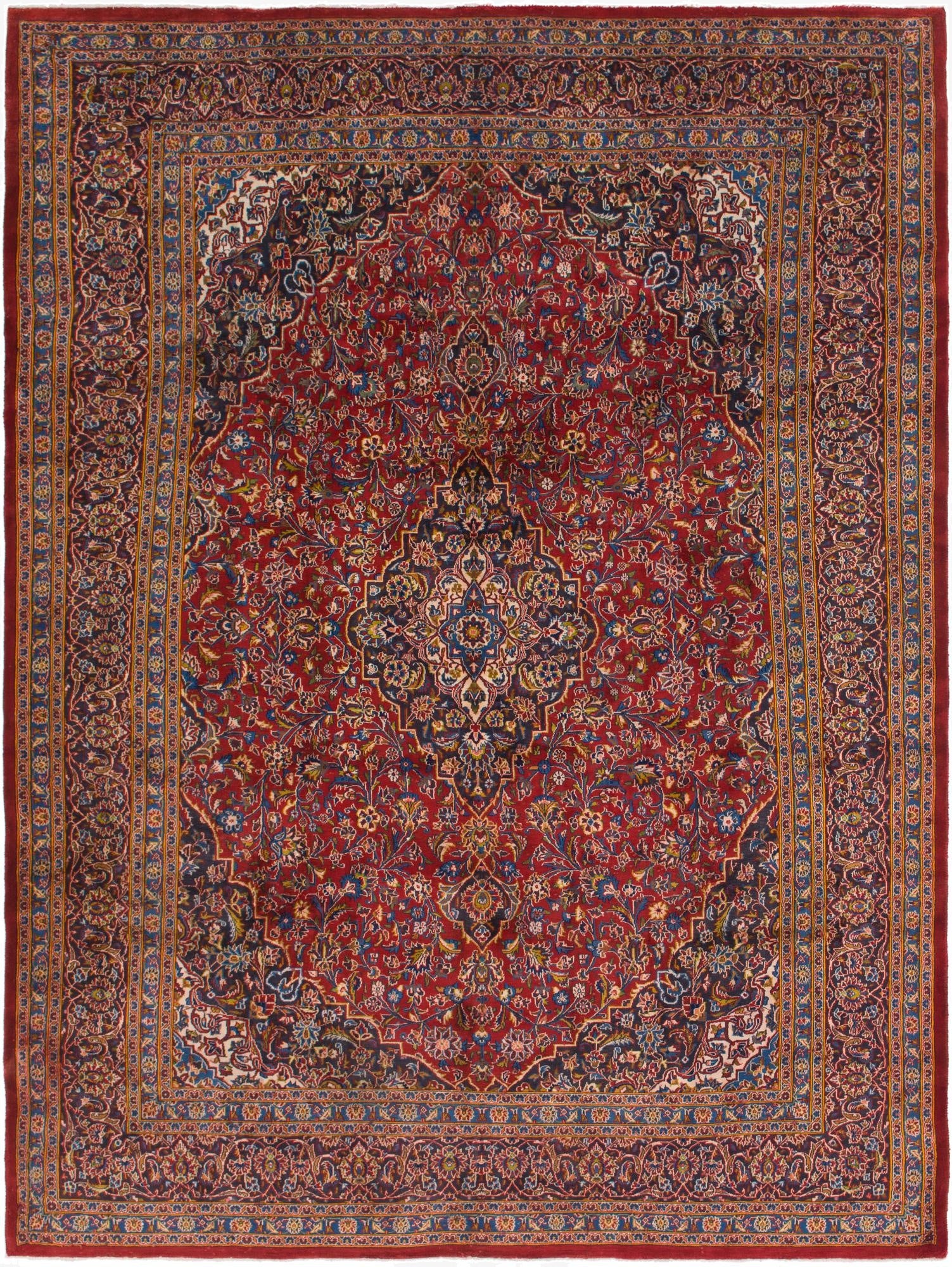 9' 7 x 12' 9  Hand Knotted Mashad Persian Wool Rug