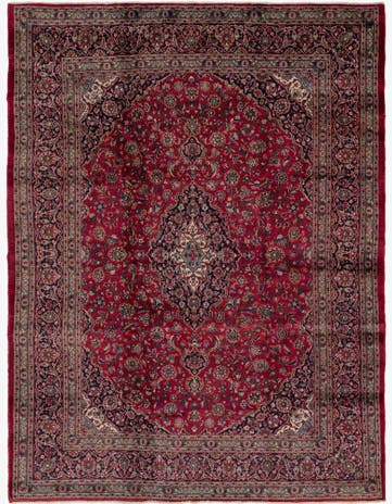 9' 7 x 12' 8 Hand Knotted Mashad Persian Wool Rug