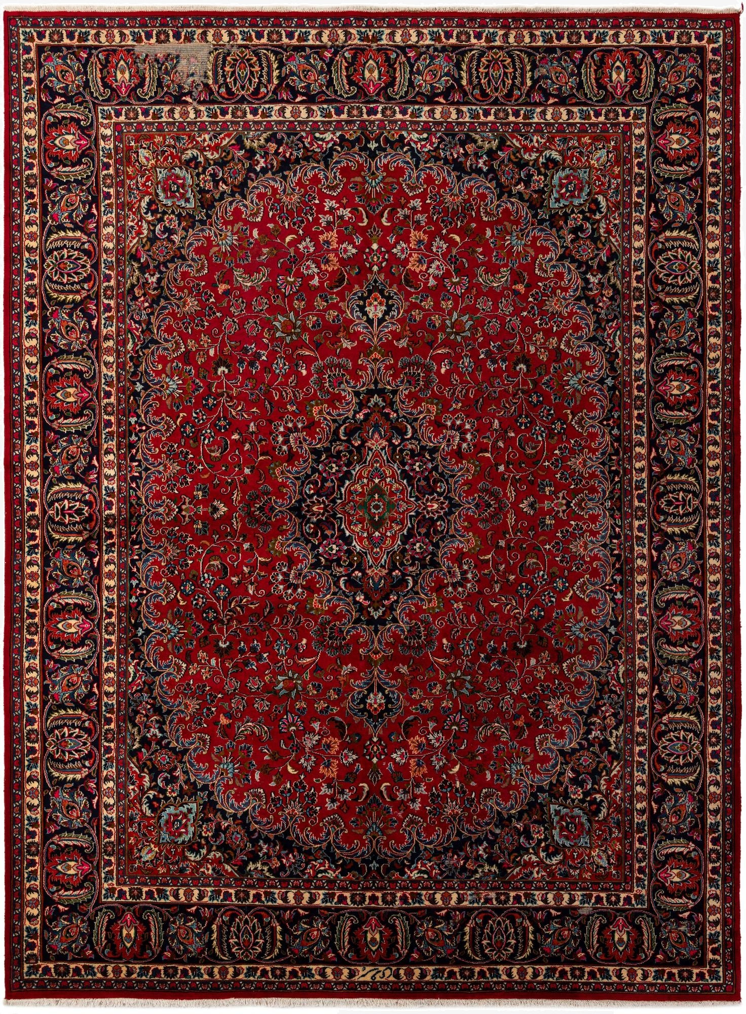 9' 7 x 12' 10  Hand Knotted Mashad Persian Wool Rug