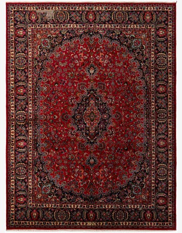 9' 7 x 12' 10 Hand Knotted Mashad Persian Wool Rug