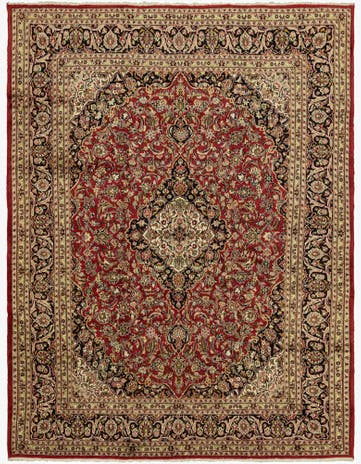 9' 8 x 13' Hand Knotted Mashad Persian Wool Rug