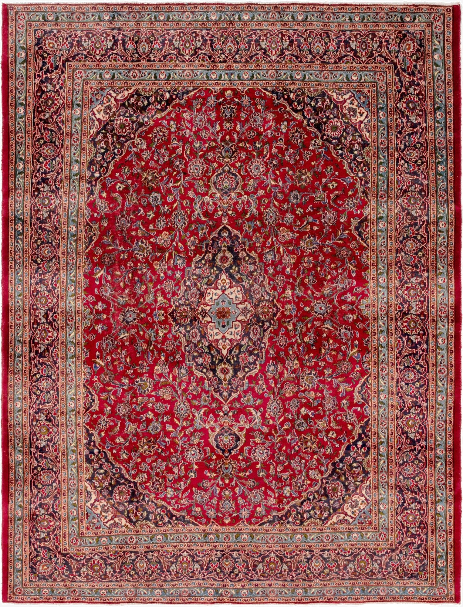 9' 8 x 13'  Hand Knotted Mashad Persian Wool Rug