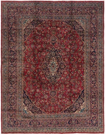 9' 6 x 12' 5 Hand Knotted Mashad Persian Wool Rug