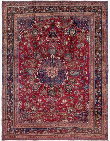 9' 6 x 12' 5 Hand Knotted Mashad Persian Wool Rug