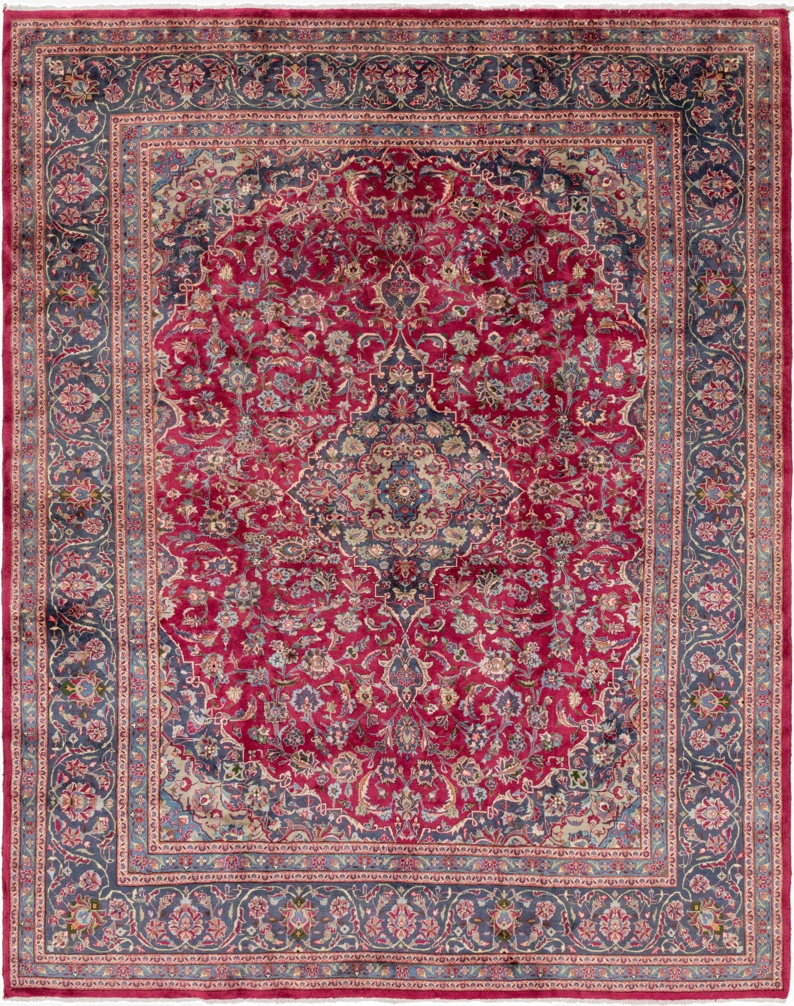 10' x 12' 9  Hand Knotted Mashad Persian Wool Rug
