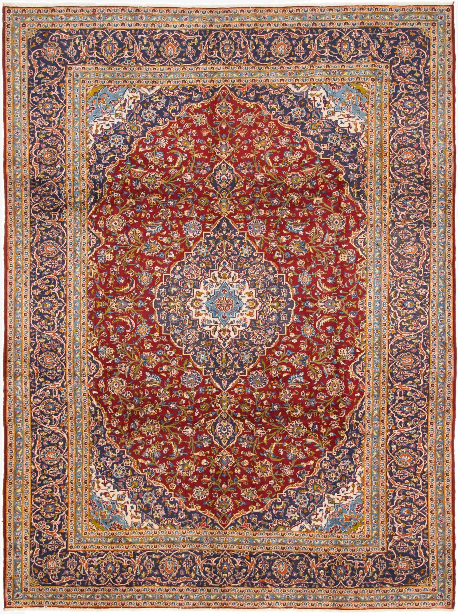 9' 8 x 12' 10  Hand Knotted Mashad Persian Wool Rug