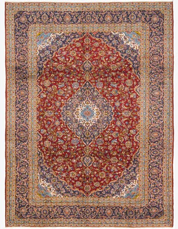 9' 8 x 12' 10 Hand Knotted Mashad Persian Wool Rug