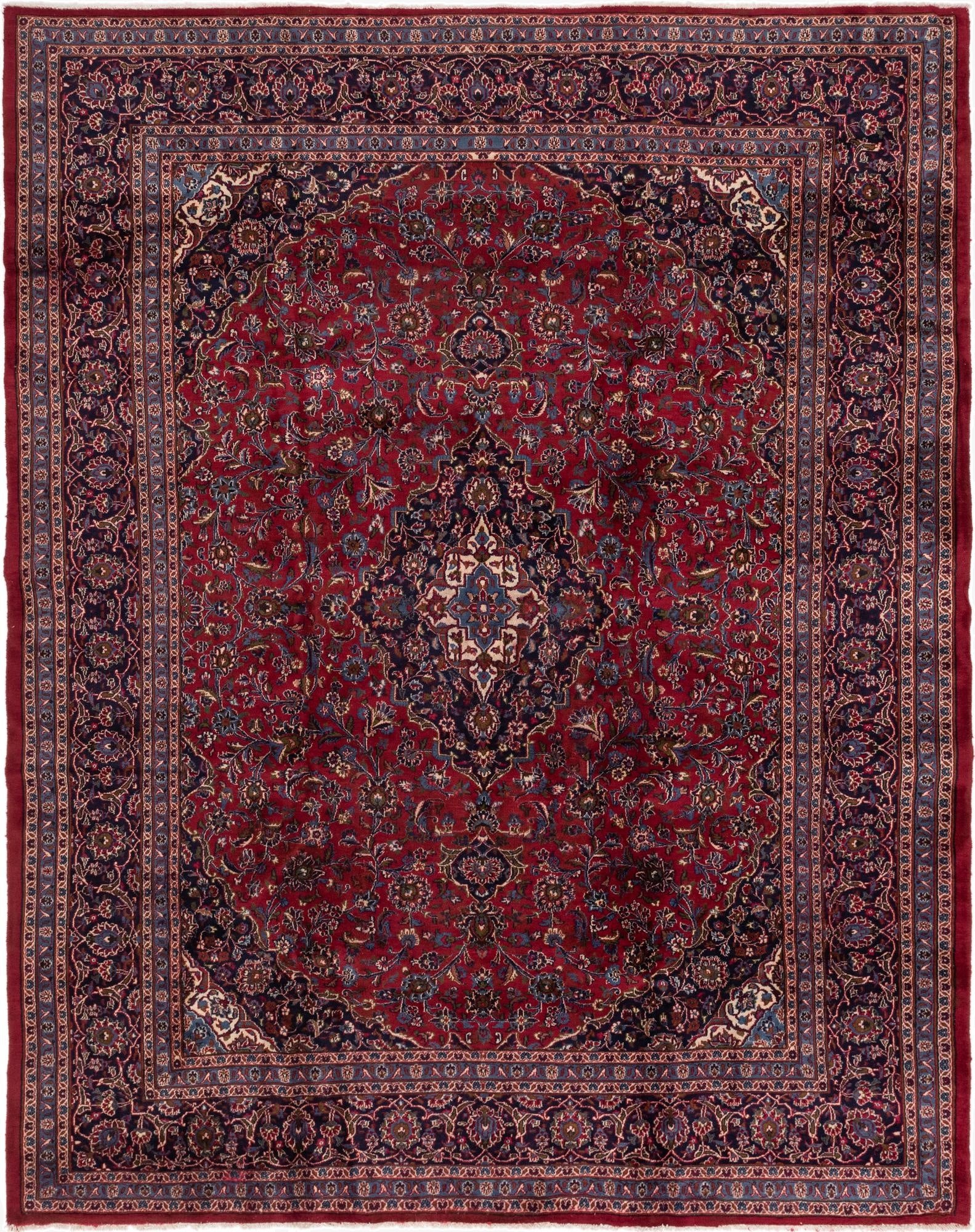 9' 9 x 12' 7  Hand Knotted Mashad Persian Wool Rug