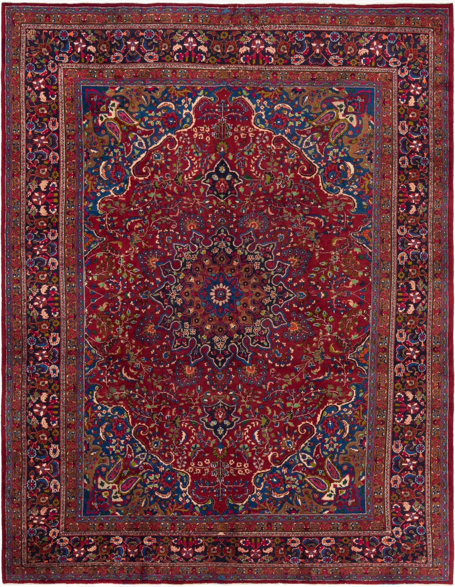 9' 9 x 13'  Hand Knotted Mashad Persian Wool Rug