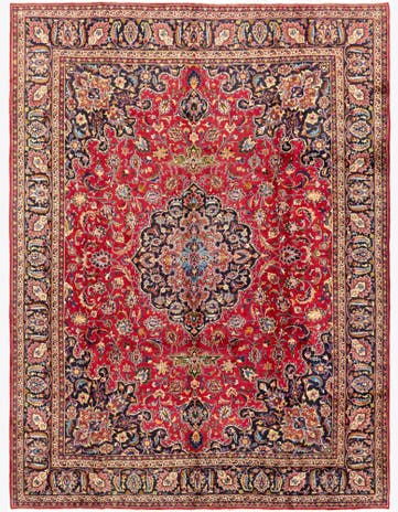 9' 6 x 12' 7 Hand Knotted Mashad Persian Wool Rug