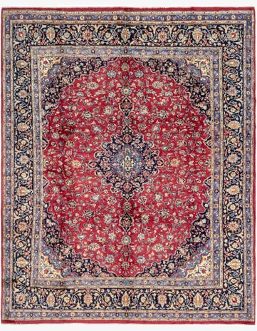 10' x 12' 6 Hand Knotted Mashad Persian Wool Rug