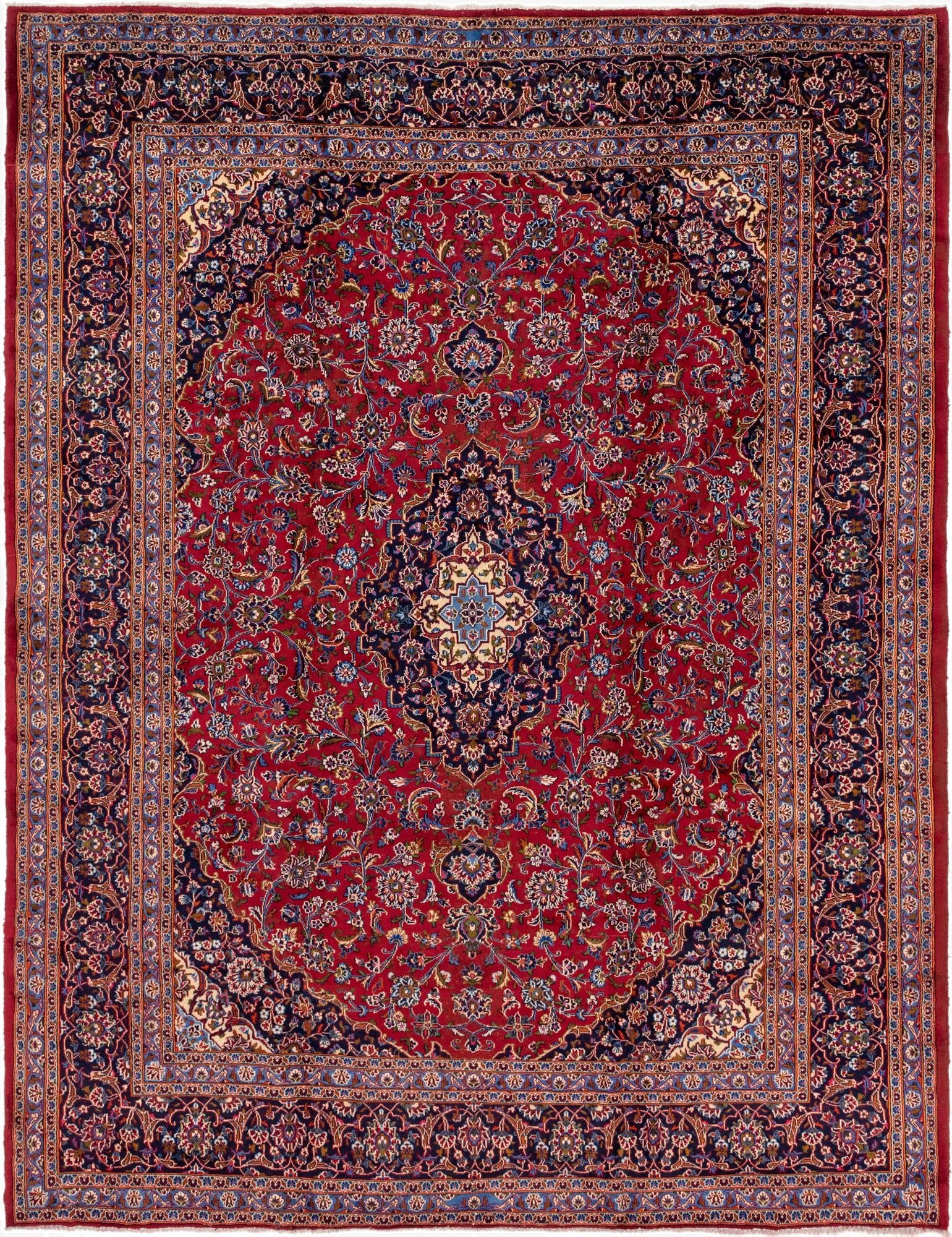 9' 9 x 12' 9  Hand Knotted Mashad Persian Wool Rug