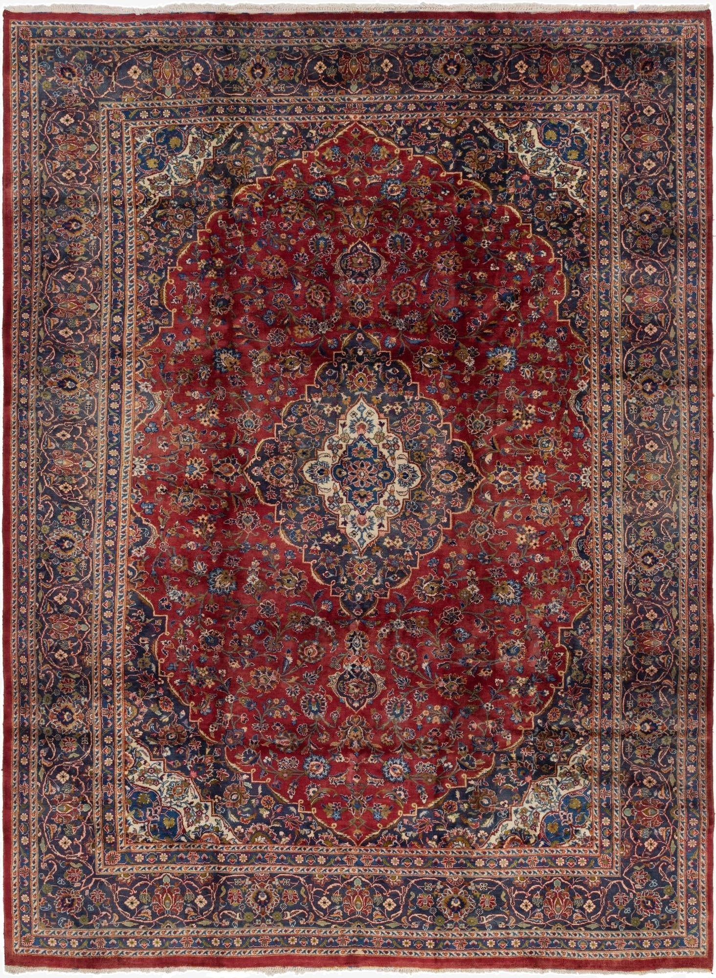 9' 8 x 13'  Hand Knotted Mashad Persian Wool Rug