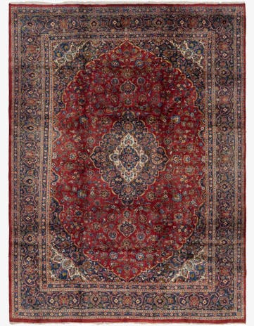 9' 8 x 13' Hand Knotted Mashad Persian Wool Rug