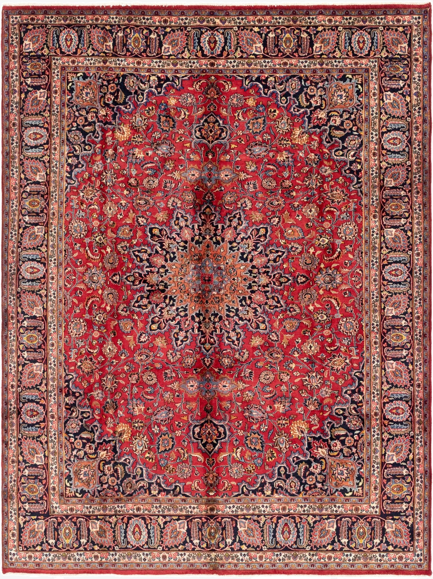 9' 8 x 12' 10  Hand Knotted Mashad Persian Wool Rug
