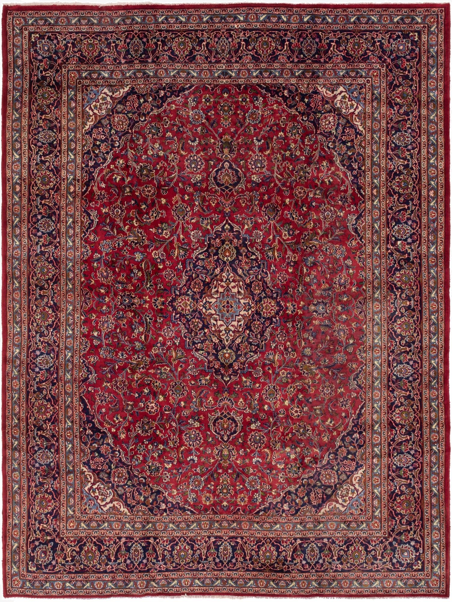 9' 9 x 12' 9  Hand Knotted Mashad Persian Wool Rug