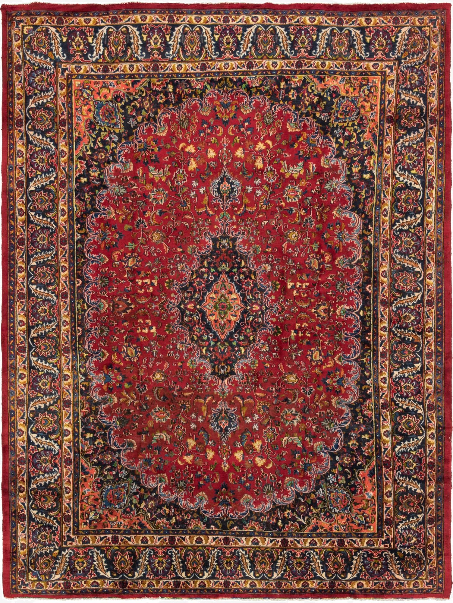 9' 7 x 12' 7  Hand Knotted Mashad Persian Wool Rug