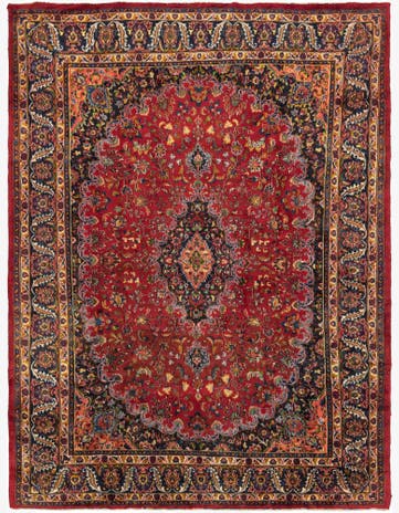 9' 7 x 12' 7 Hand Knotted Mashad Persian Wool Rug