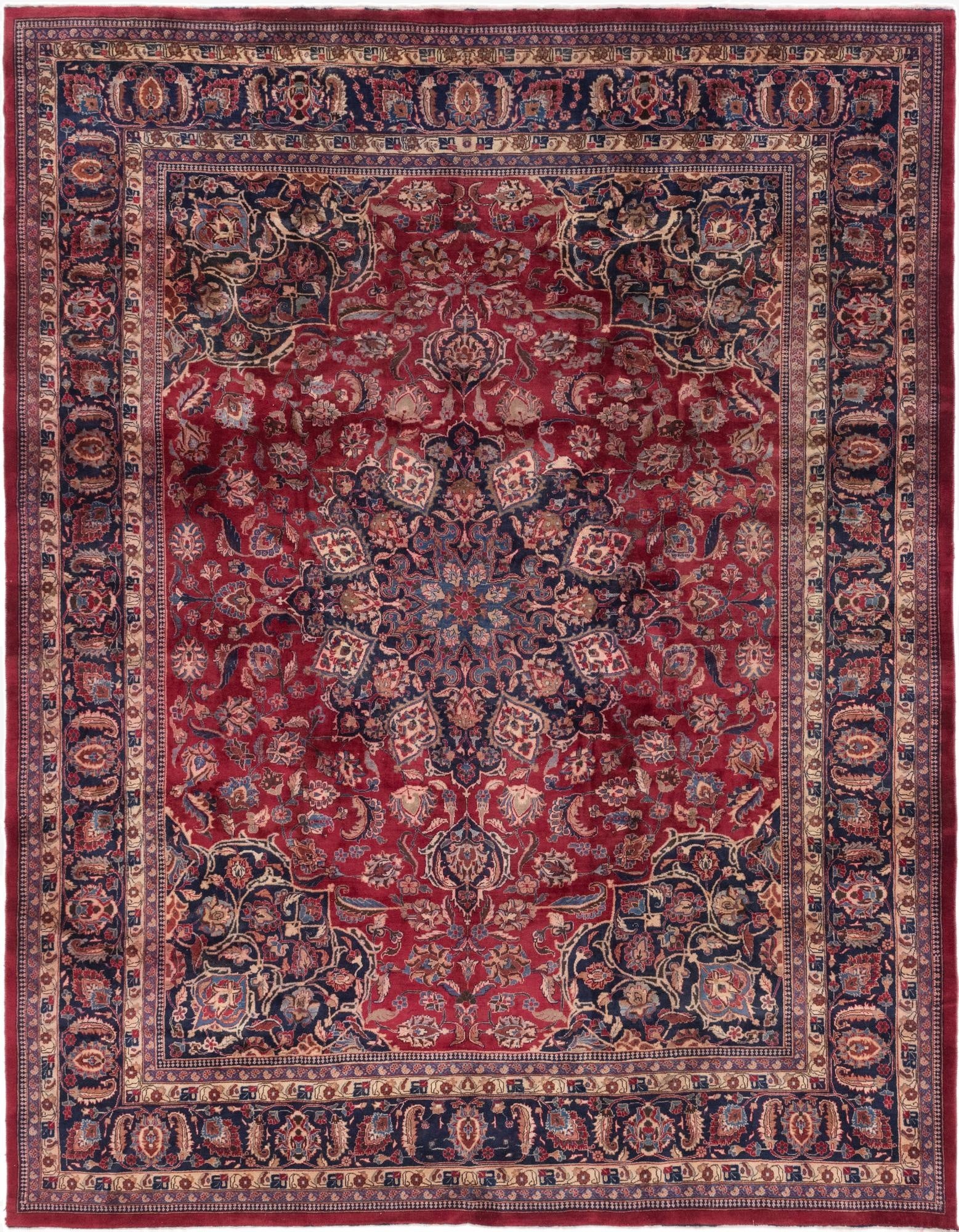 9' 9 x 12' 10  Hand Knotted Mashad Persian Wool Rug