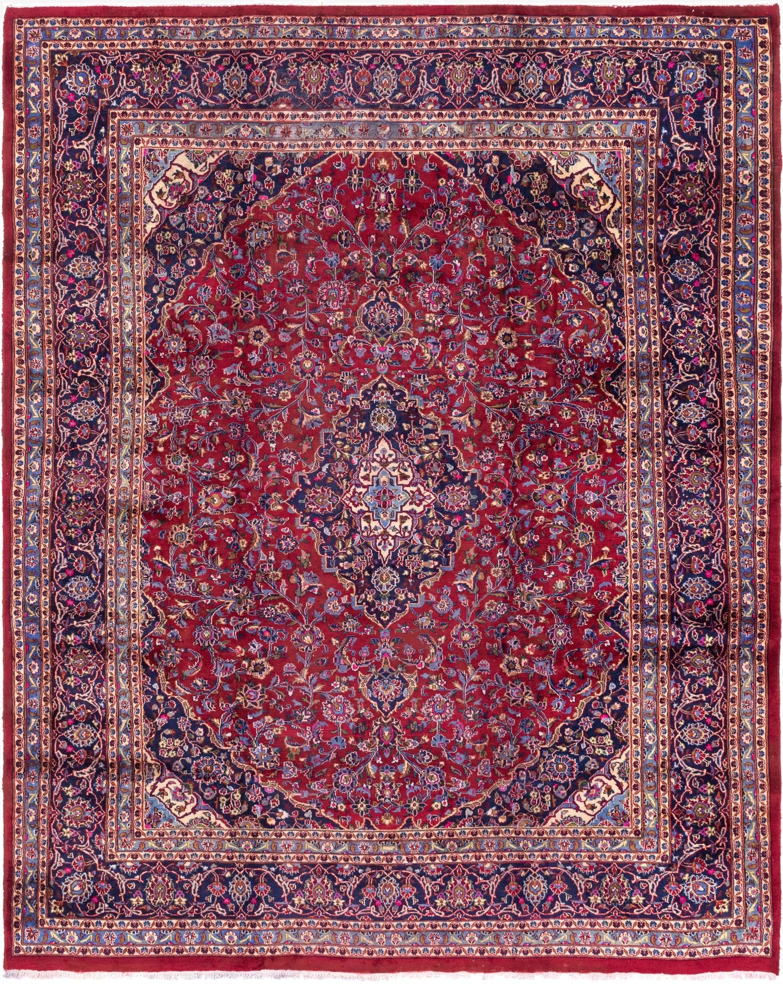 10' x 12' 4  Hand Knotted Mashad Persian Wool Rug