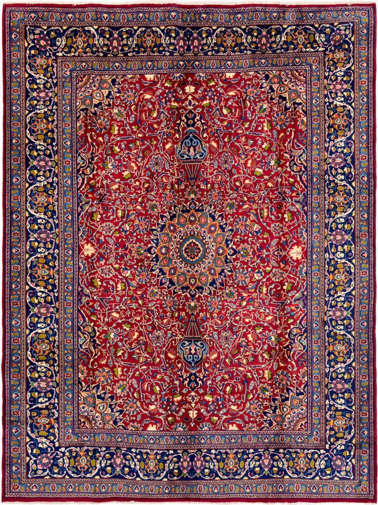 9' 6 x 12' 9  Hand Knotted Mashad Persian Wool Rug