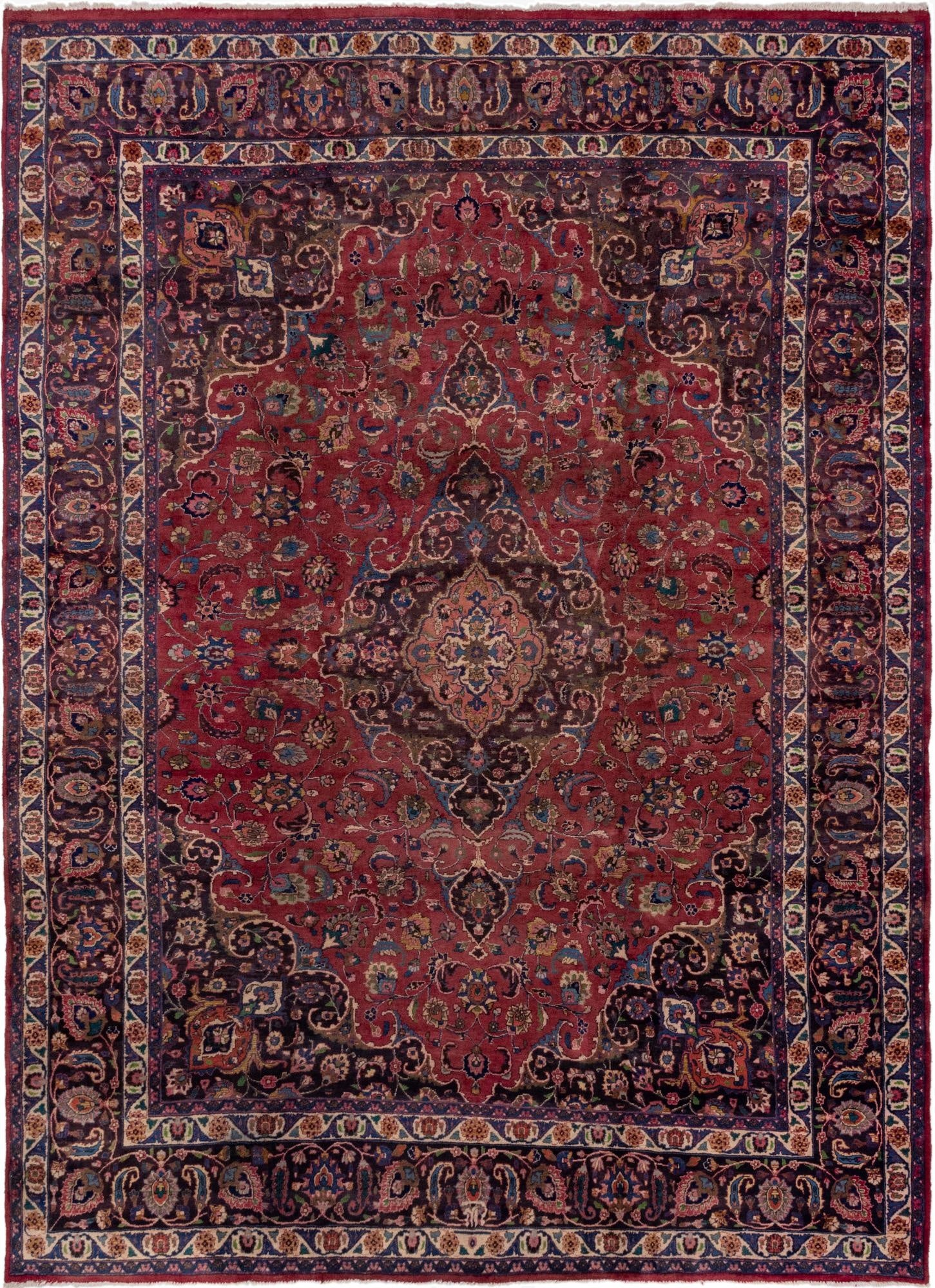 9' 7 x 13'  Hand Knotted Mashad Persian Wool Rug