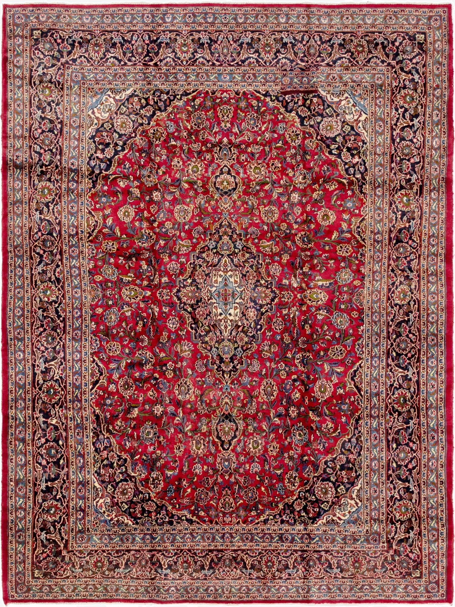 9' 6 x 12' 10  Hand Knotted Mashad Persian Wool Rug