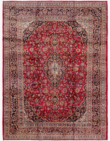9' 6 x 12' 10 Hand Knotted Mashad Persian Wool Rug