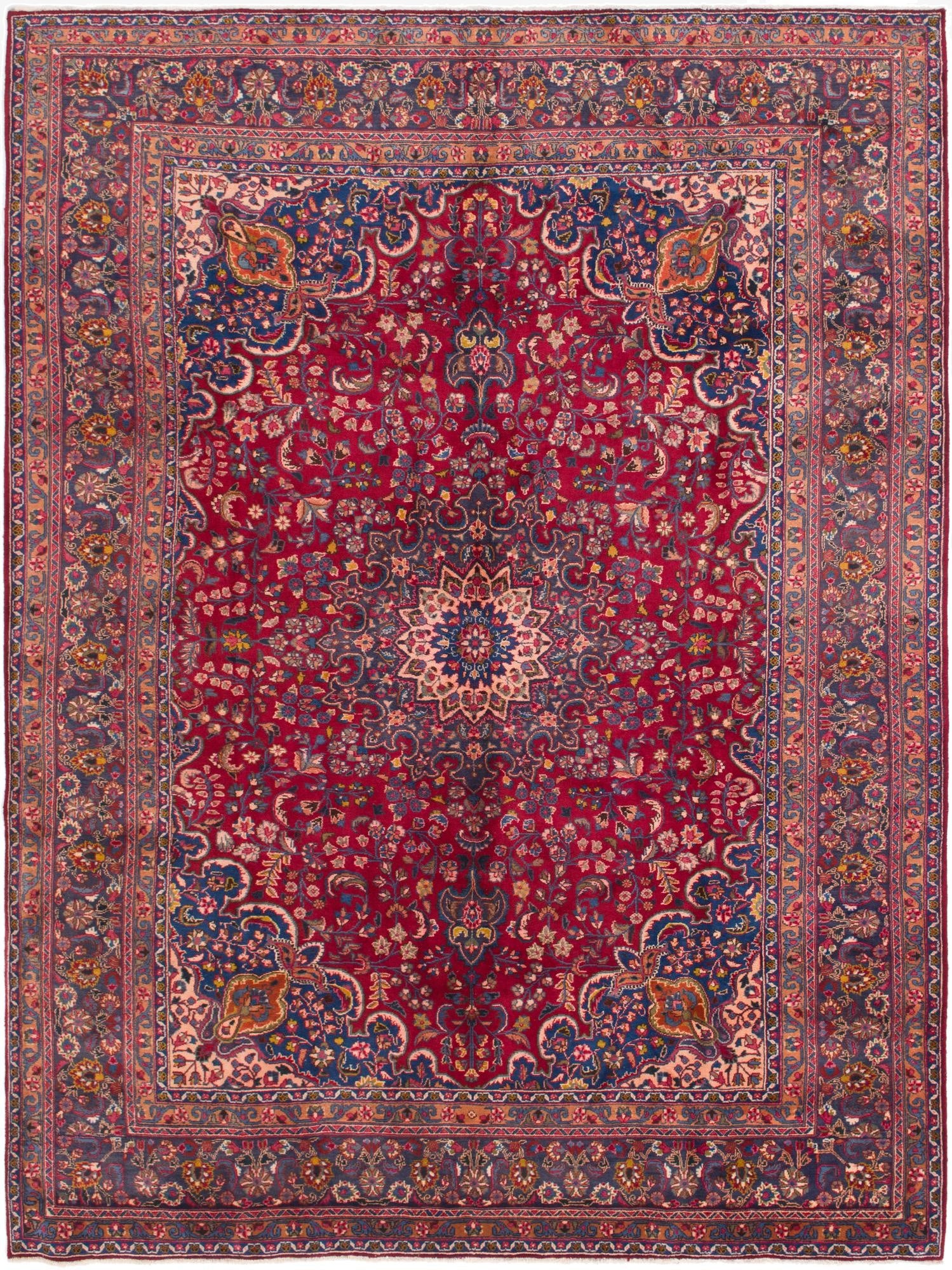 9' 9 x 13'  Hand Knotted Mashad Persian Wool Rug