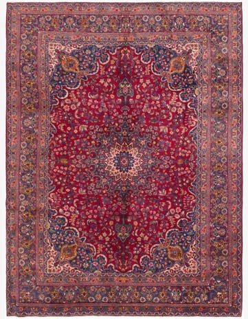 9' 9 x 13' Hand Knotted Mashad Persian Wool Rug