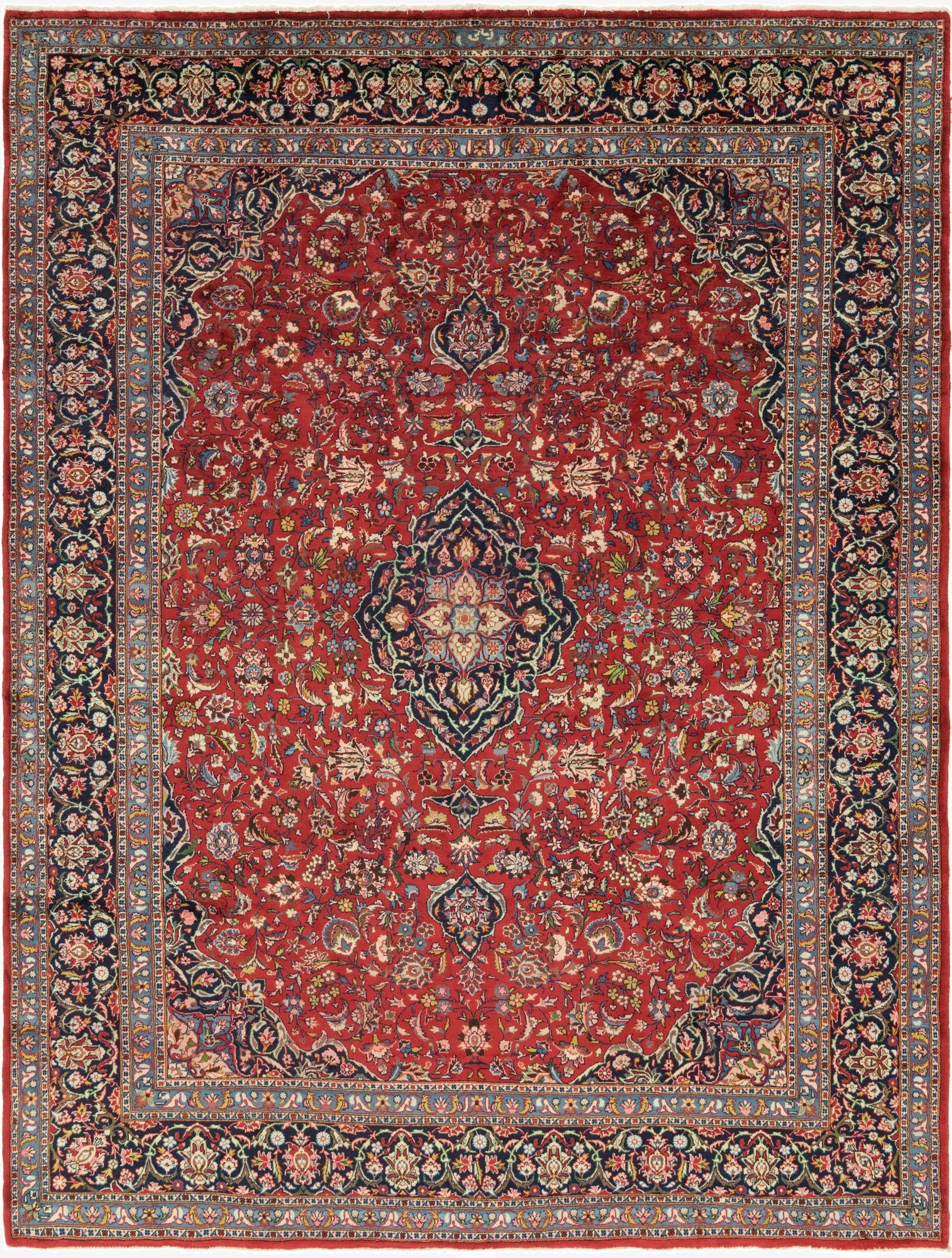 9' 10 x 13' 6  Hand Knotted Mashad Persian Wool Rug
