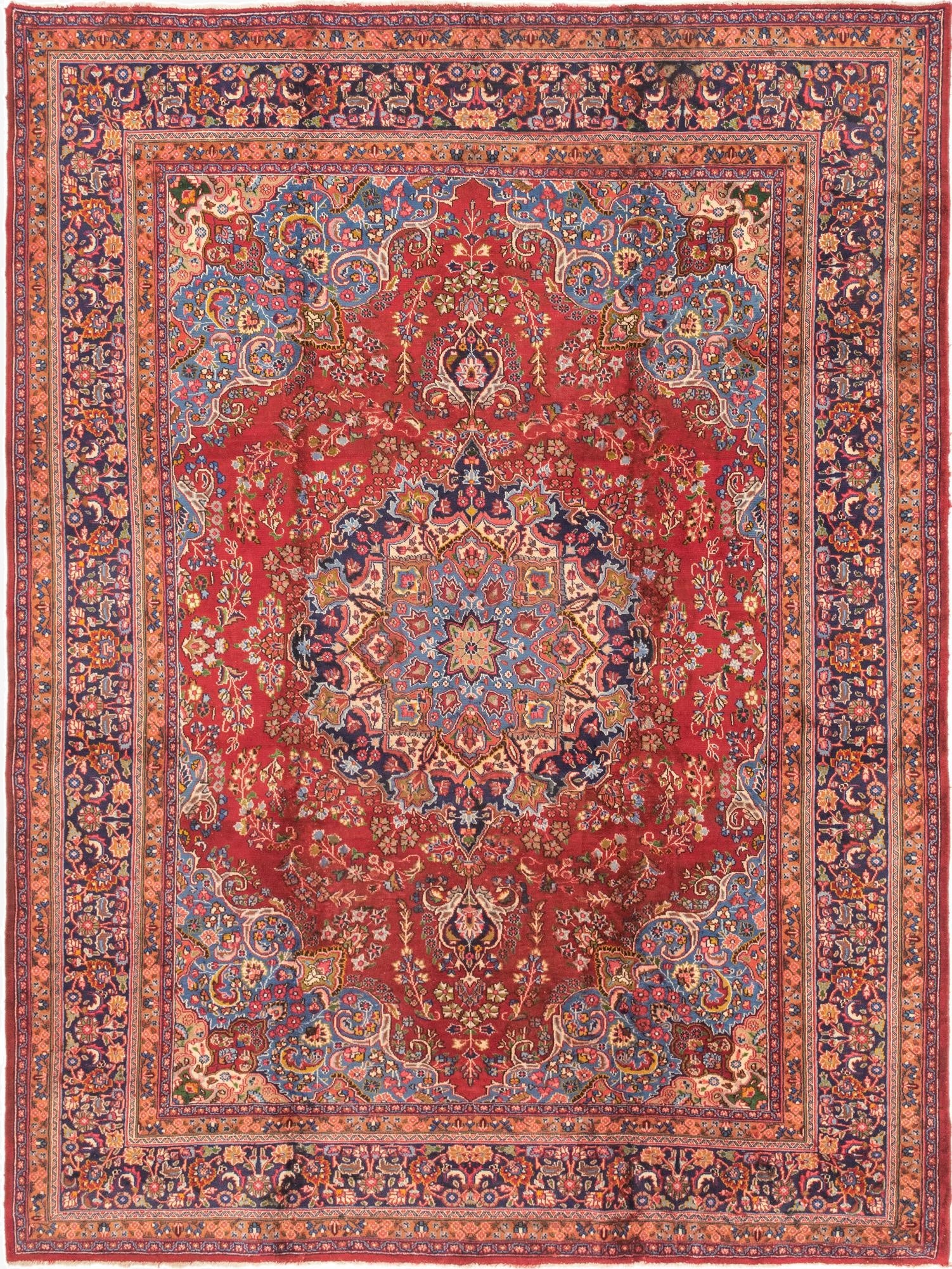 9' 9 x 12' 10  Hand Knotted Mashad Persian Wool Rug