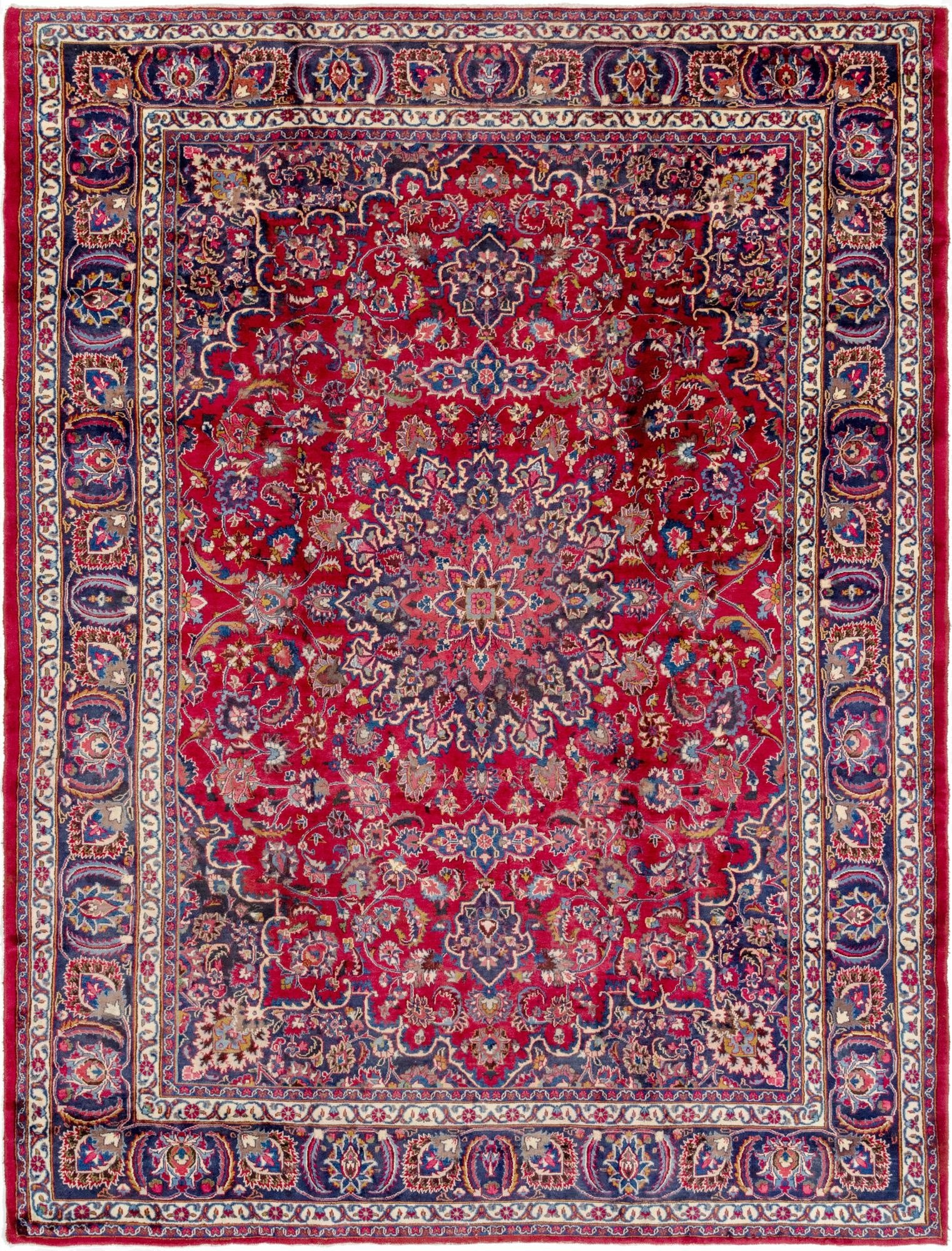 9' 7 x 13'  Hand Knotted Mashad Persian Wool Rug