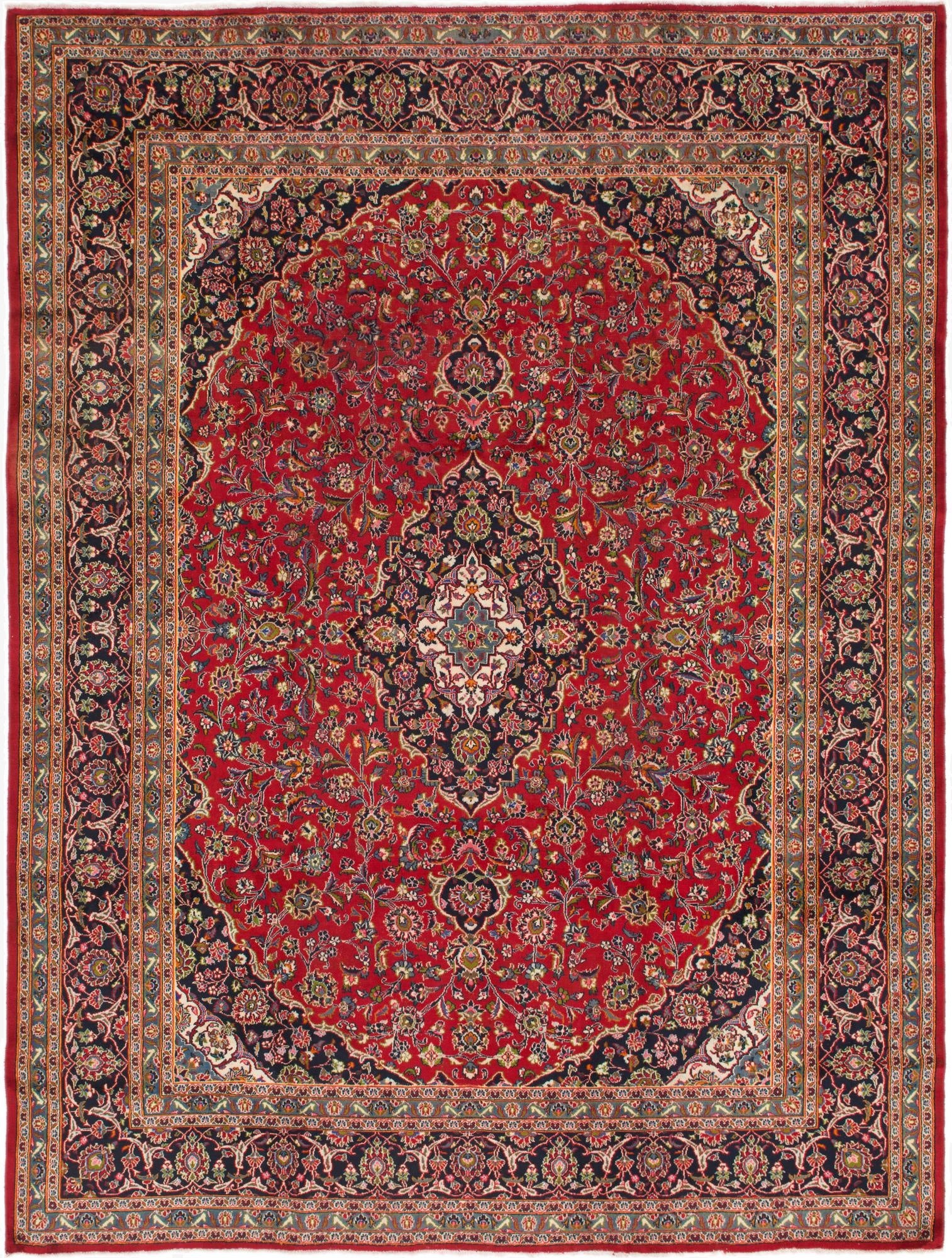 9' 9 x 12' 9  Hand Knotted Mashad Persian Wool Rug