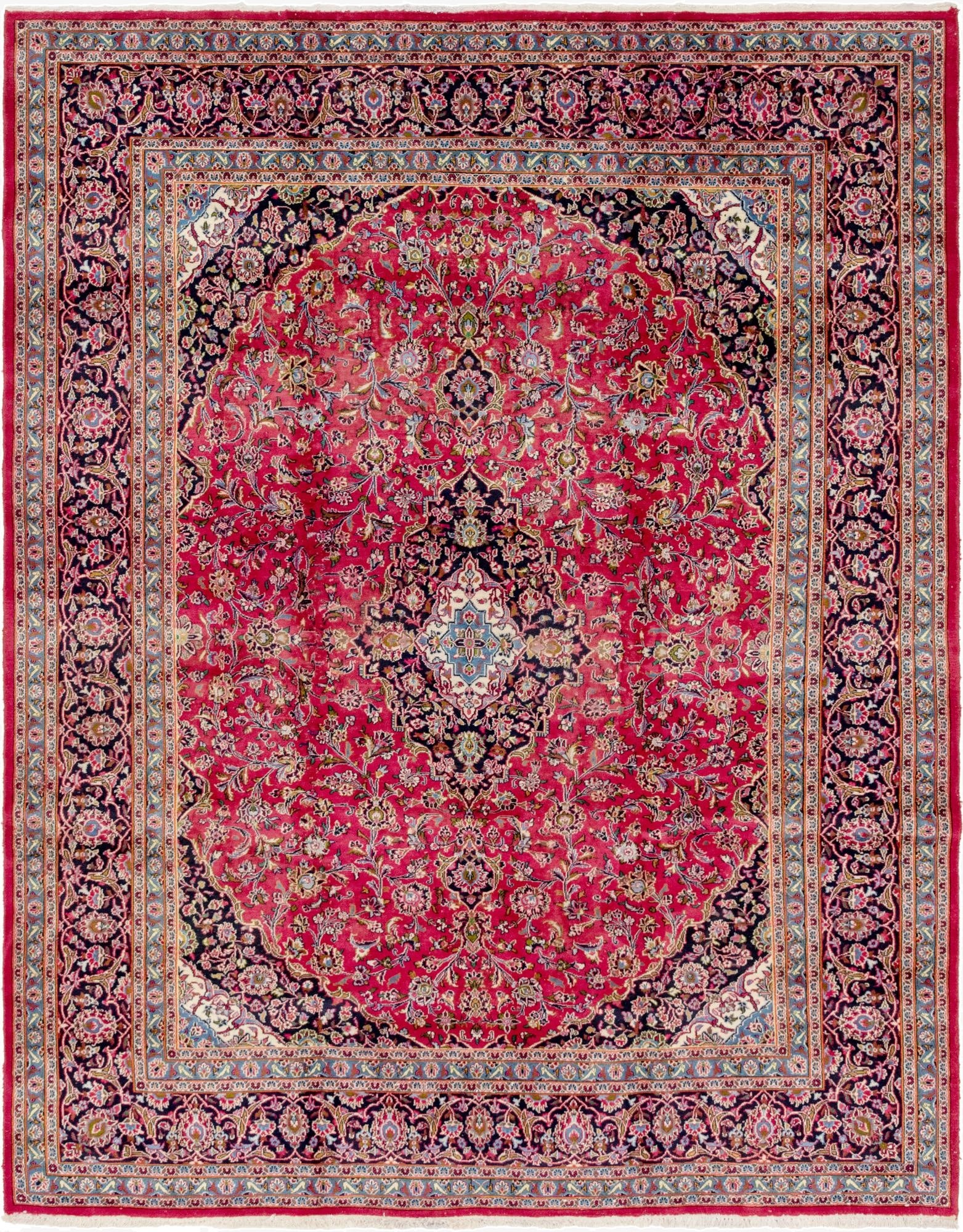 9' 8 x 12' 7  Hand Knotted Mashad Persian Wool Rug