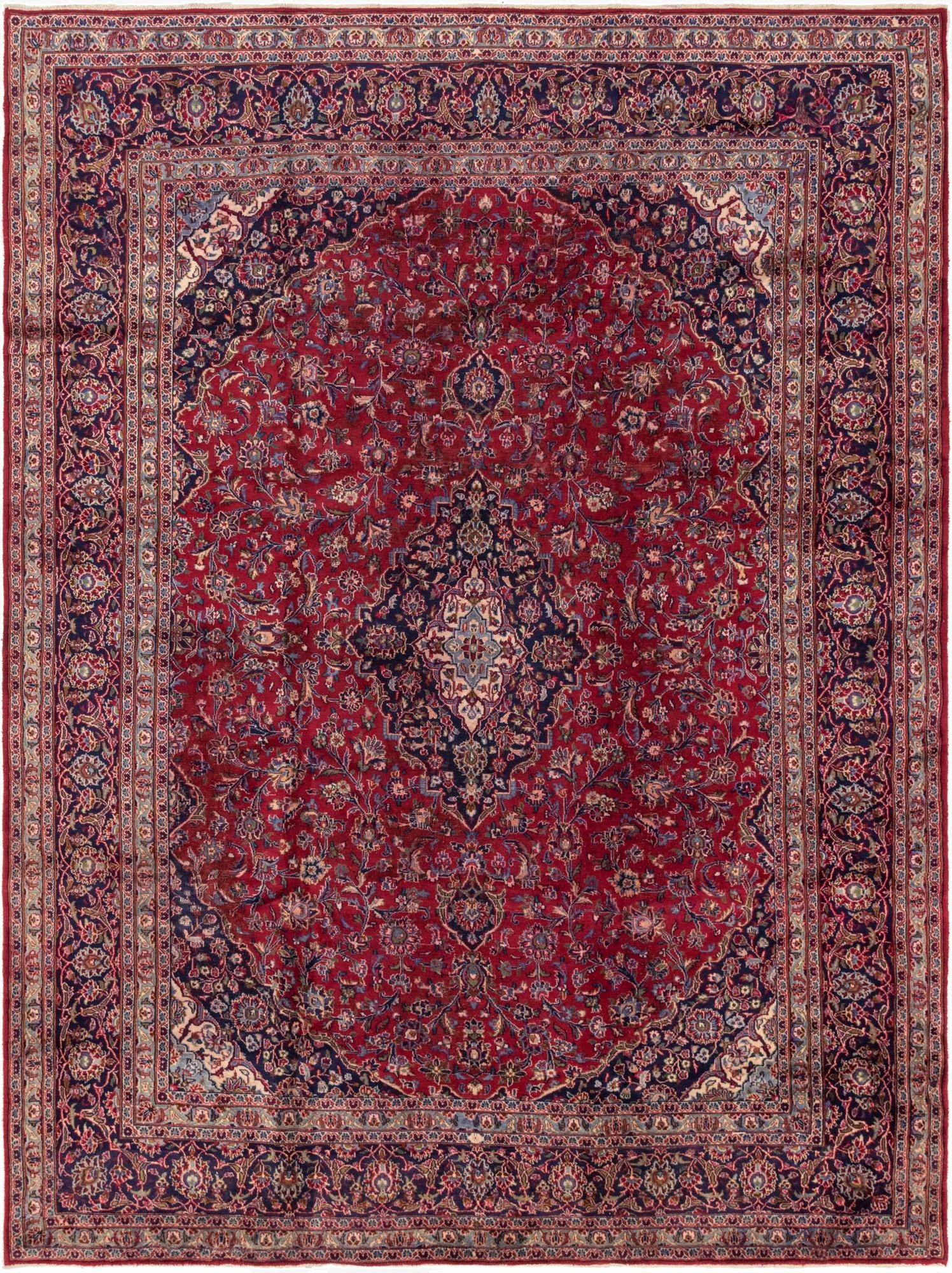 9' 6 x 12' 5  Hand Knotted Mashad Persian Wool Rug