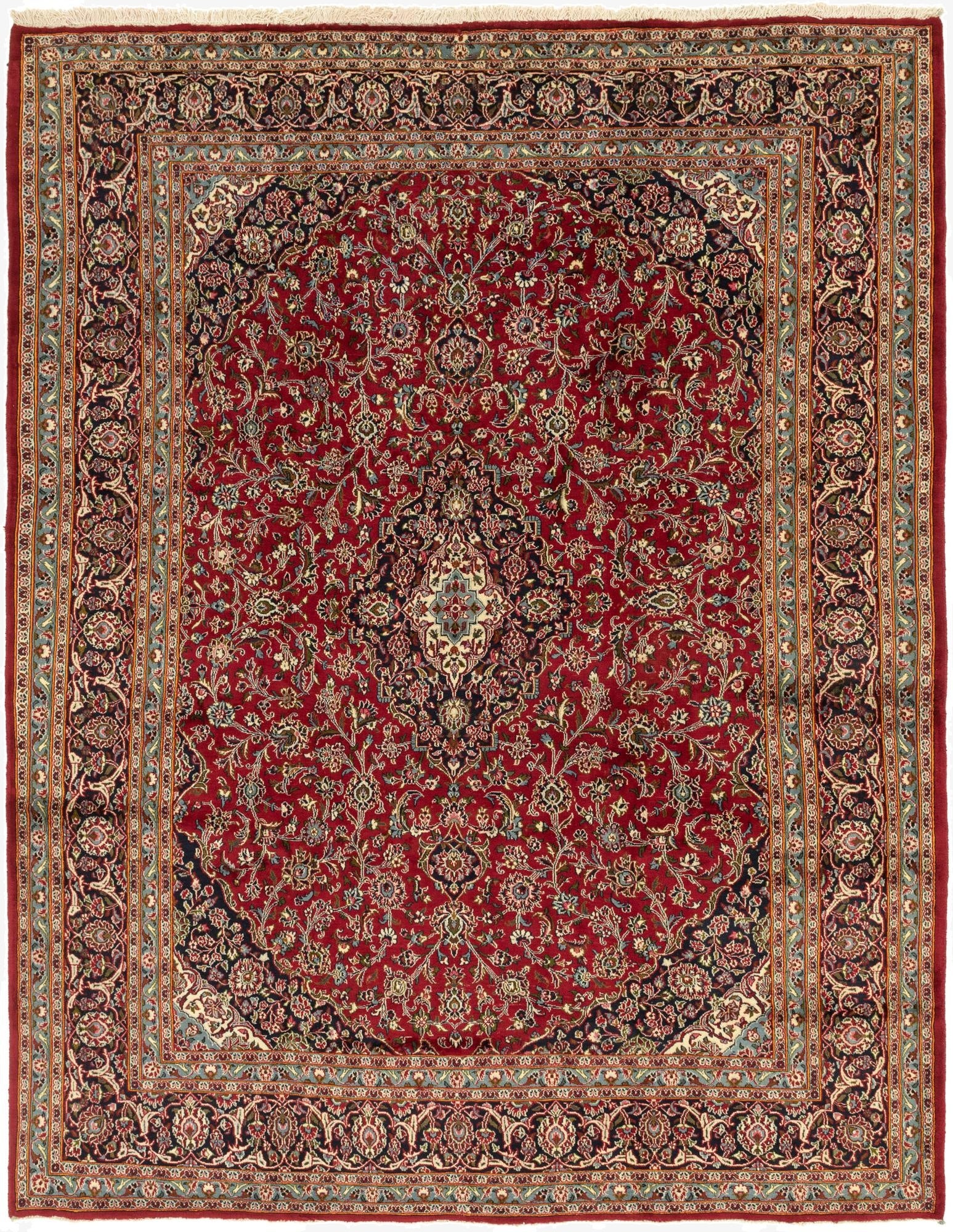 9' 9 x 12' 9  Hand Knotted Mashad Persian Wool Rug