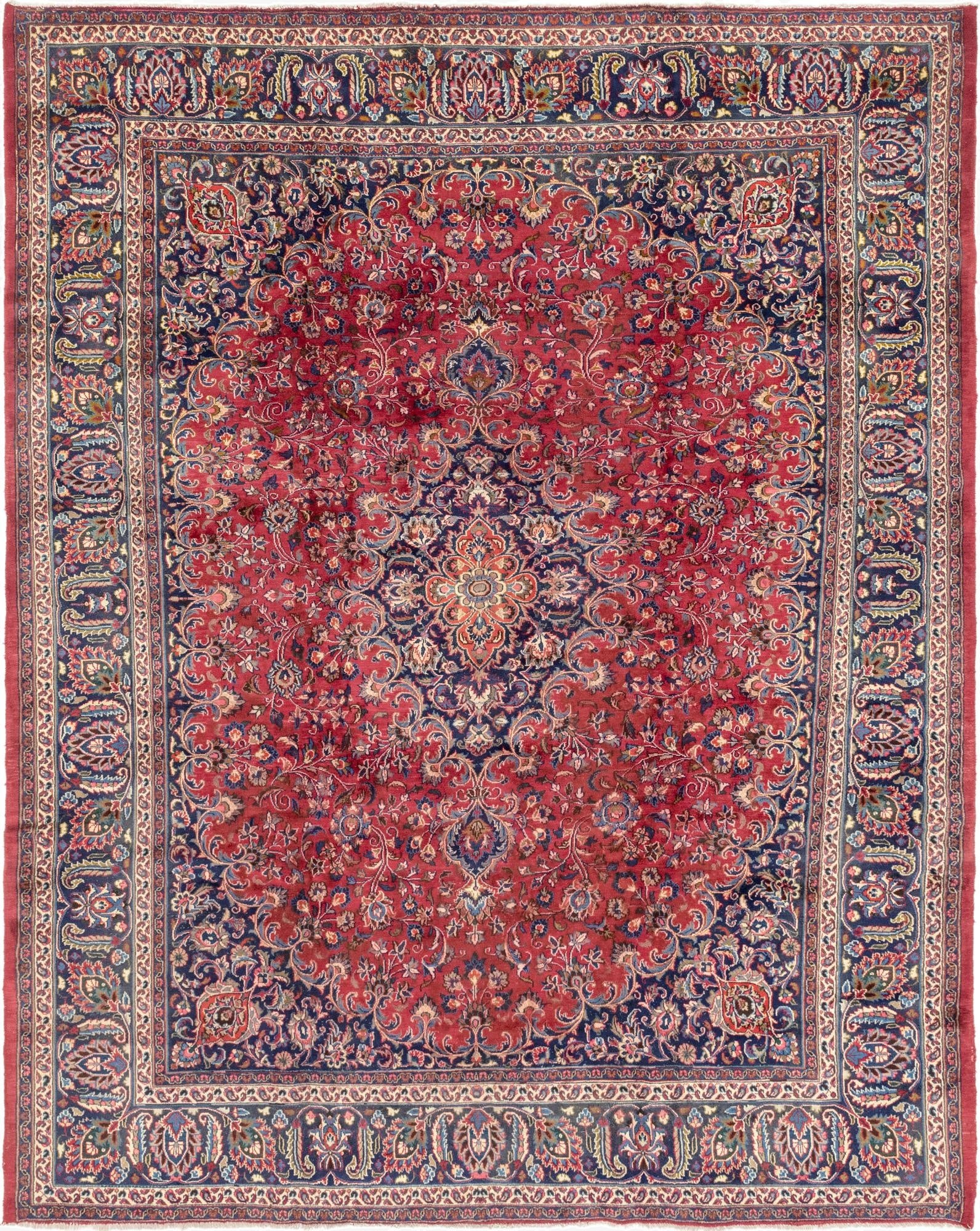 Primary image 9' 8 x 12' 7  Hand Knotted Mashad Persian Wool Rug