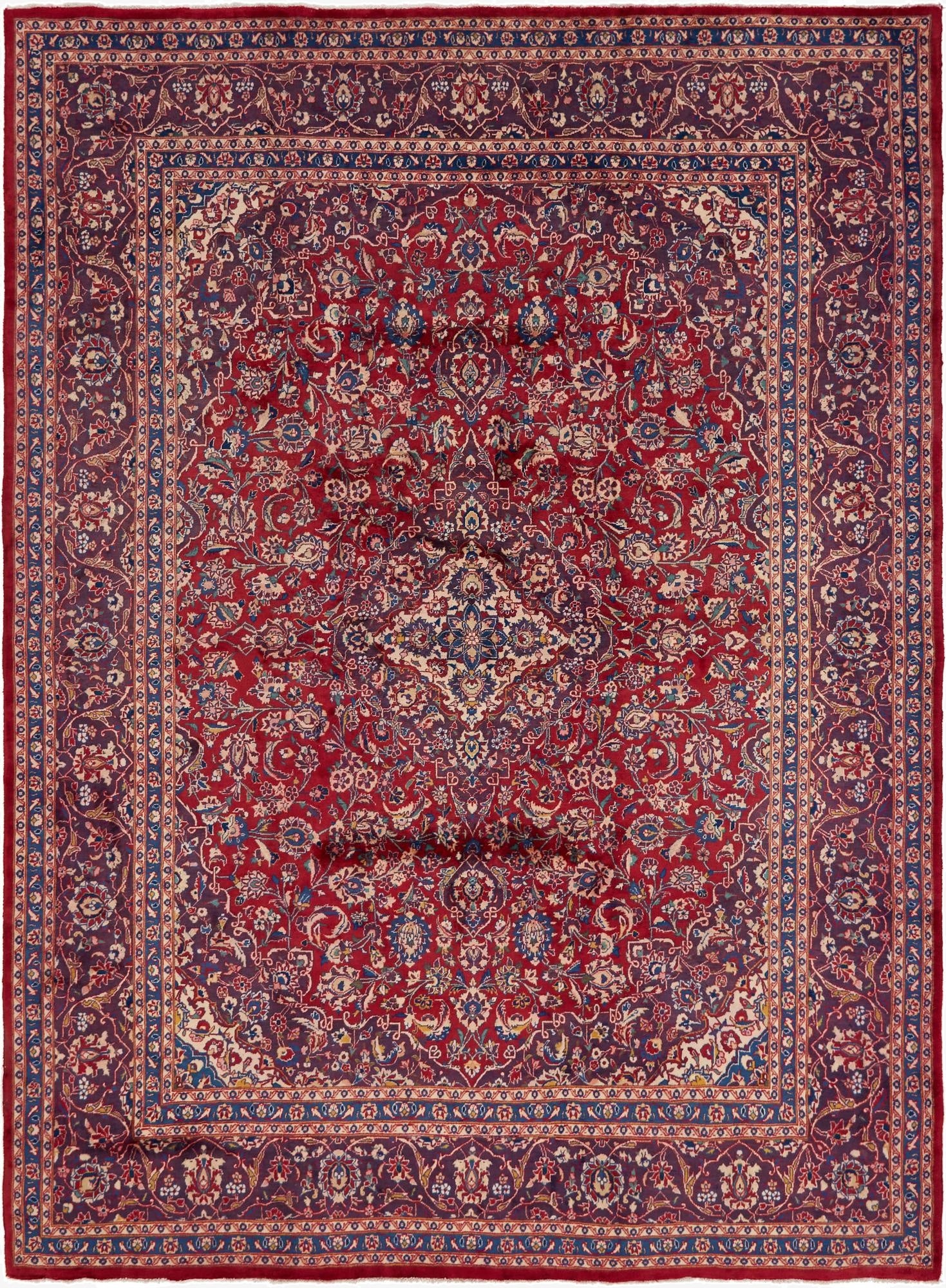 9' 8 x 13'  Hand Knotted Mashad Persian Wool Rug