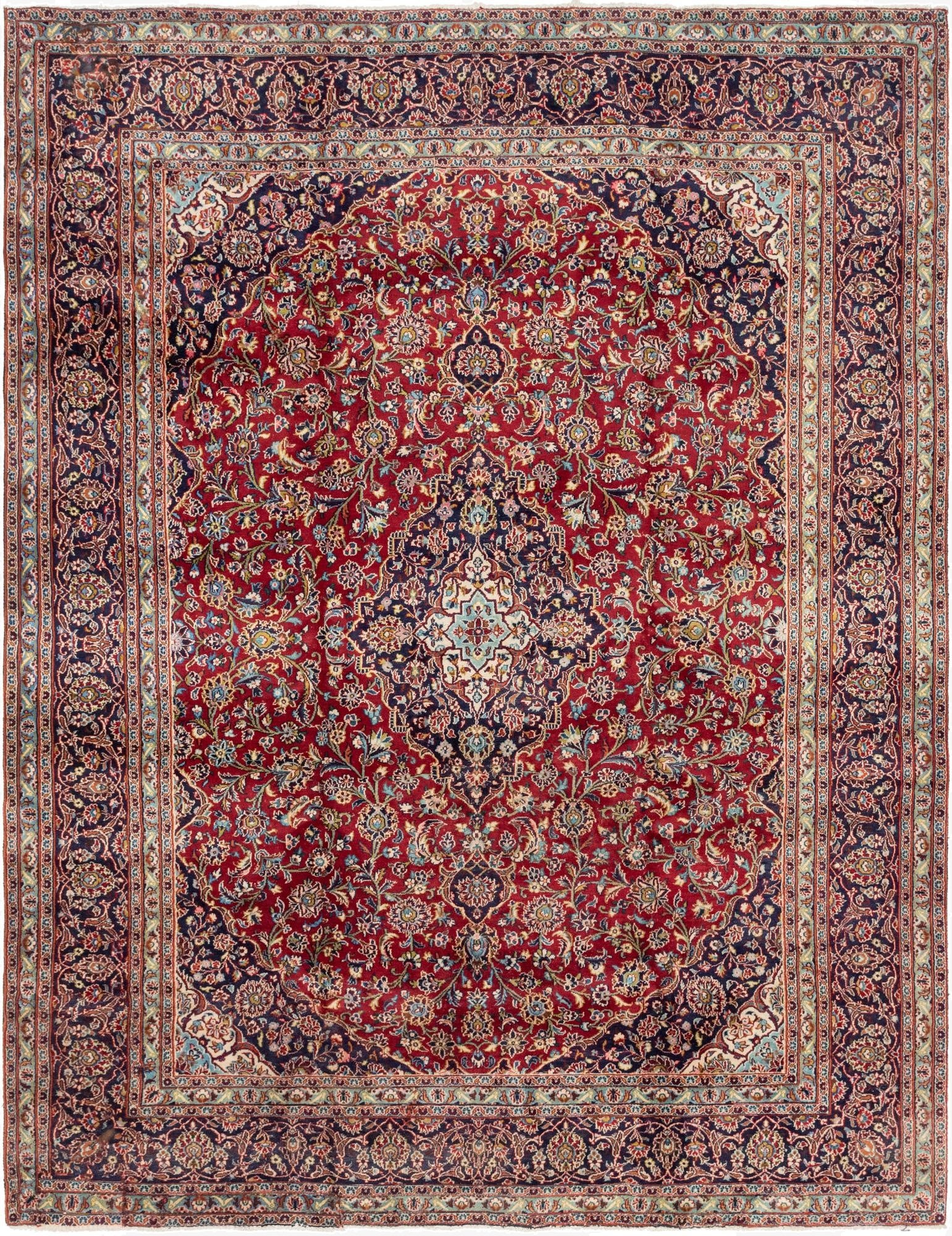 9' 9 x 12' 6  Hand Knotted Mashad Persian Wool Rug