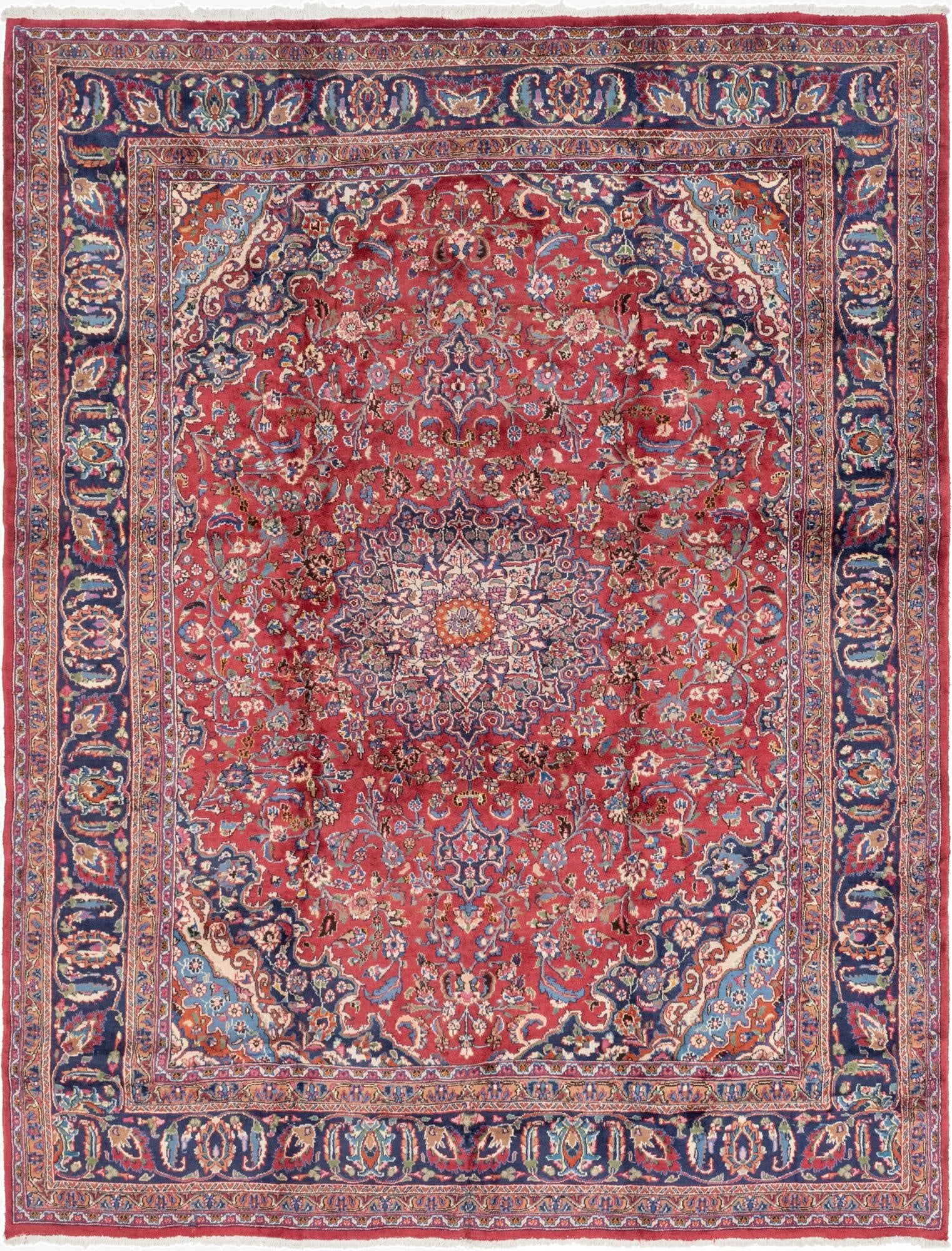 9' 9 x 12' 9  Hand Knotted Mashad Persian Wool Rug