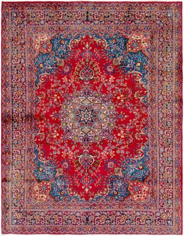9' 6 x 12' 6 Hand Knotted Mashad Persian Wool Rug