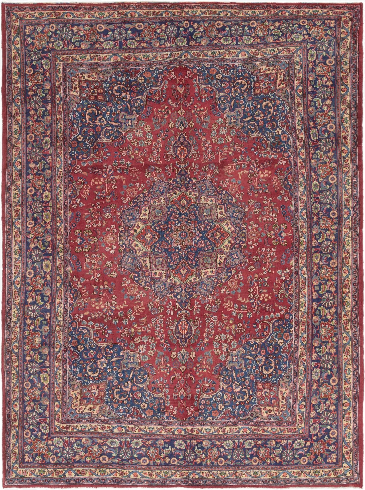 9' 8 x 13' 2  Hand Knotted Mashad Persian Wool Rug
