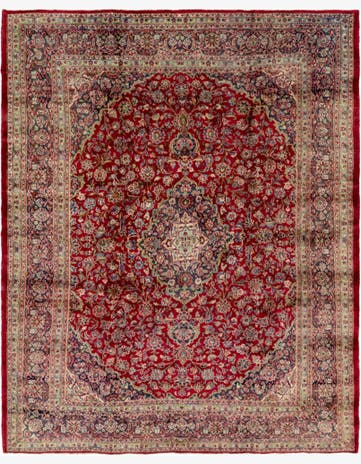 9' 9 x 11' 10 Hand Knotted Mashad Persian Wool Rug
