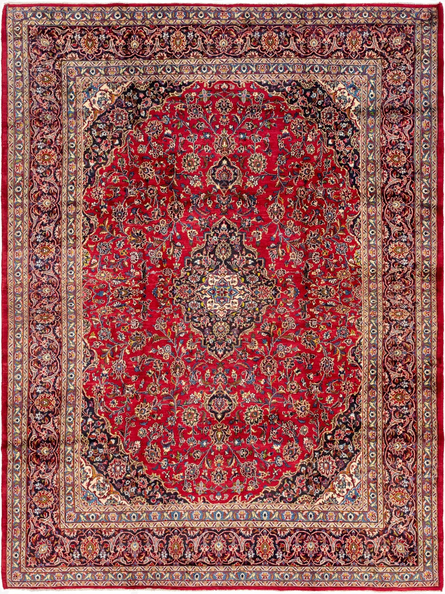9' 9 x 13' 2  Hand Knotted Mashad Persian Wool Rug
