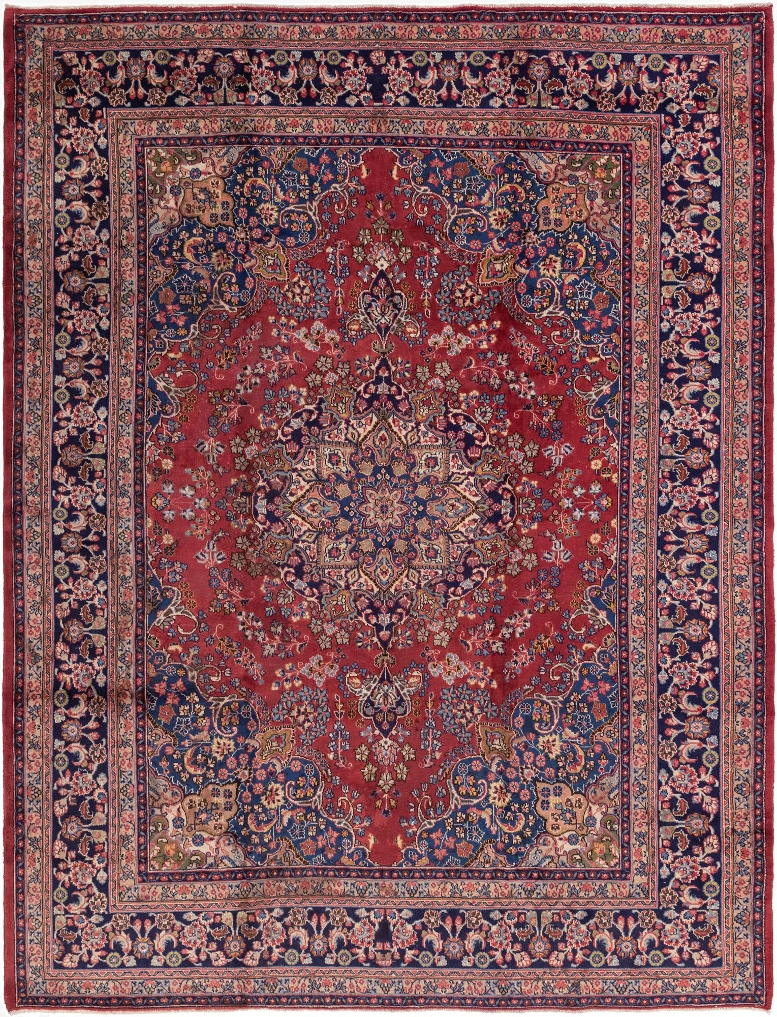 9' 8 x 12' 8  Hand Knotted Mashad Persian Wool Rug