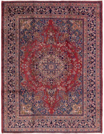 9' 8 x 12' 8 Hand Knotted Mashad Persian Wool Rug