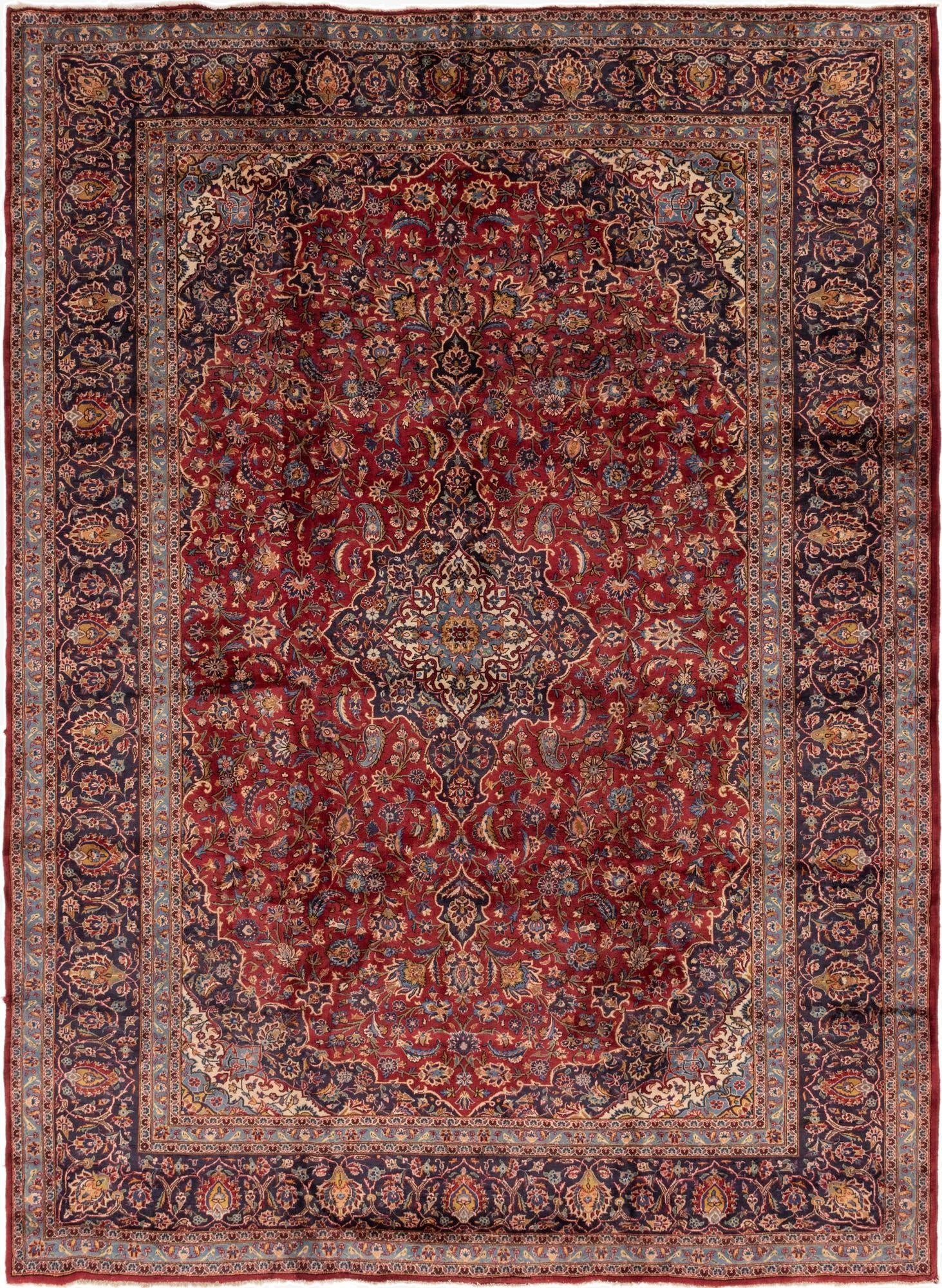 9' 9 x 13' 2  Hand Knotted Mashad Persian Wool Rug