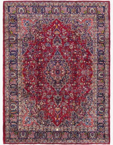 9' 7 x 12' 9 Hand Knotted Mashad Persian Wool Rug